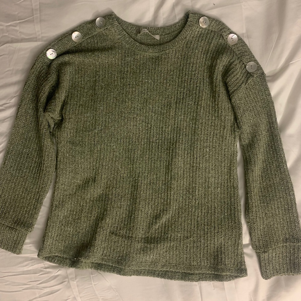 SOLD Sage green sweater with button details